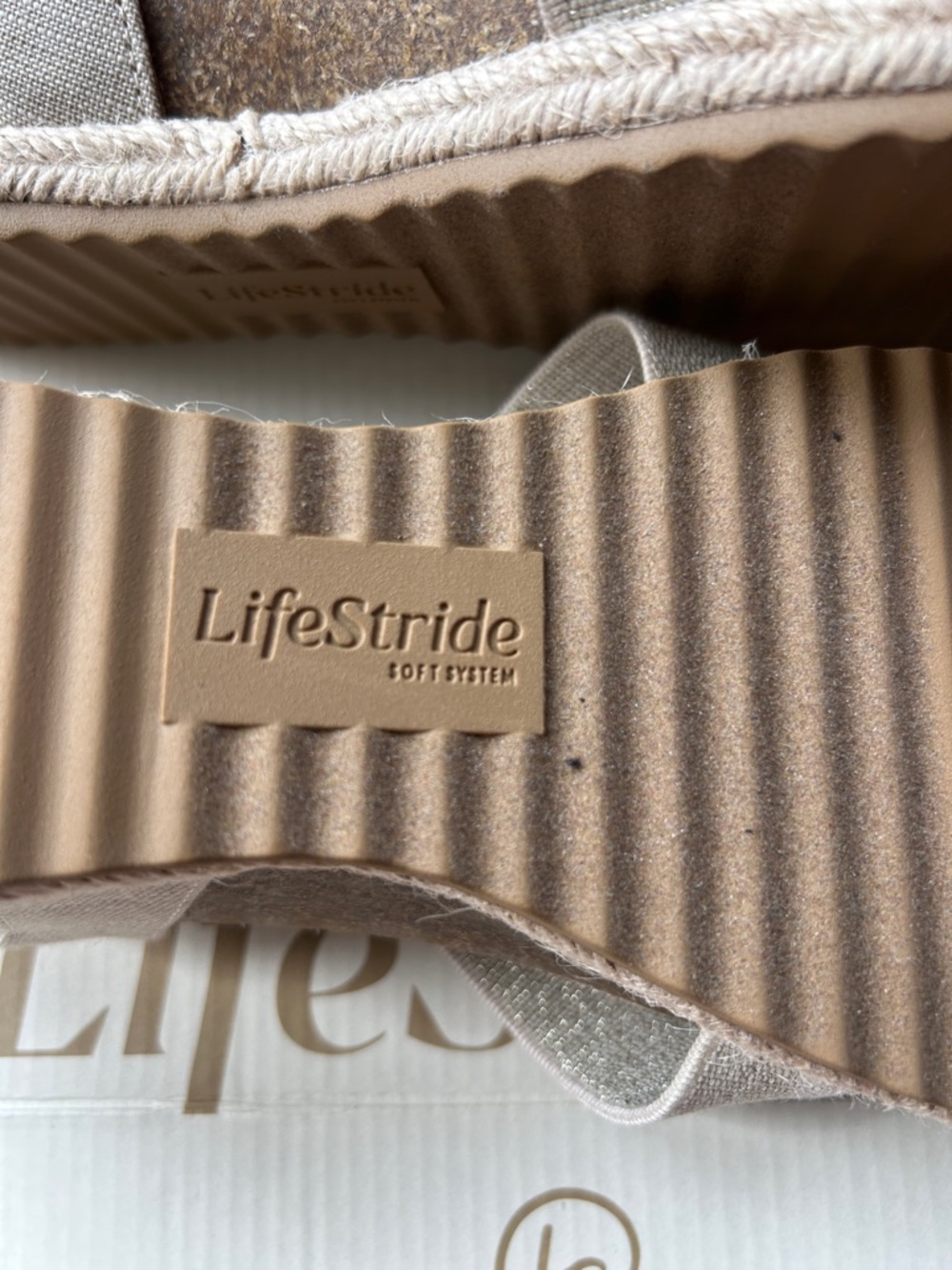 Life Stride Women's Neutral Tan Crisscross Slingback Sandals - Picture 6 of 7